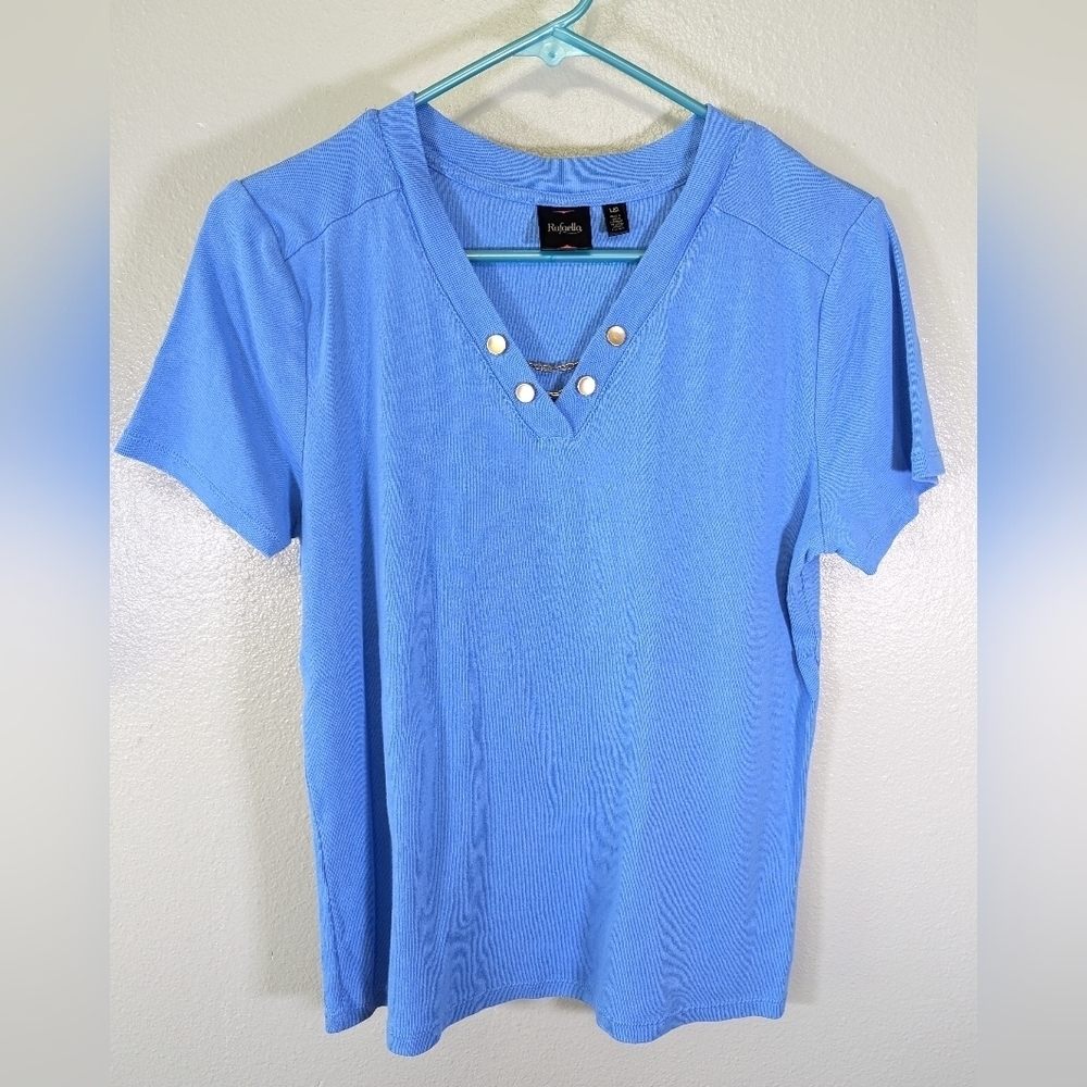Rafaella women's blue vneck top size L